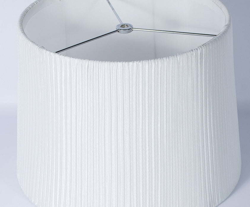 Faux Silk Box Pleated Drum Lampshade, 10x12x8.5", Off White, Spider Fitter