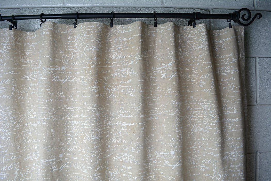 French Scripted Linen Designer Drapery Curtain Panels(Two Panels), Cream, Unlined(96")