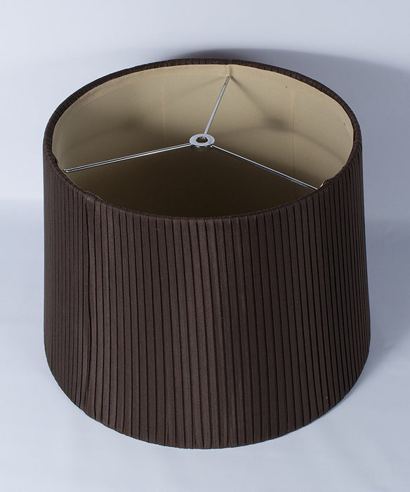 Faux Silk Box Pleated Drum Lampshade, 12x14x10", Chocolate, Spider Fitter
