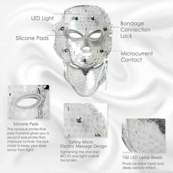7 Colors LED Light Photon Face Neck Mask Rejuvenation Facial Therapy Anti-Aging