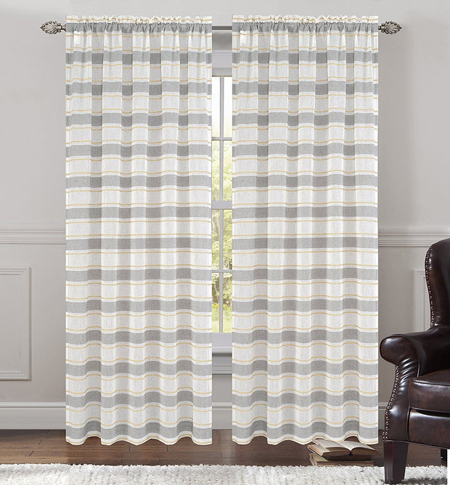 Deneuve Set of 2 Faux Linen Sheer Curtain Panels - 4 Colors