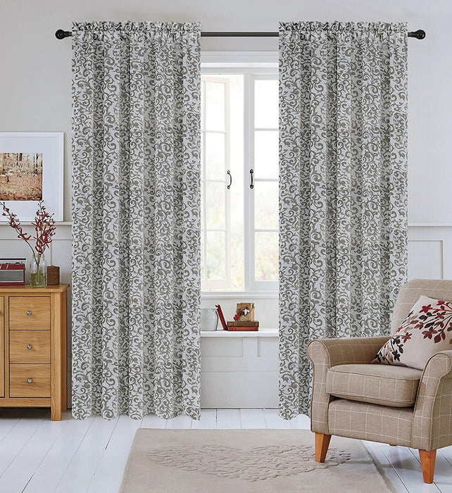 Set of 2 Jacquard Scroll Drapery Curtain Panel - 4 Colors