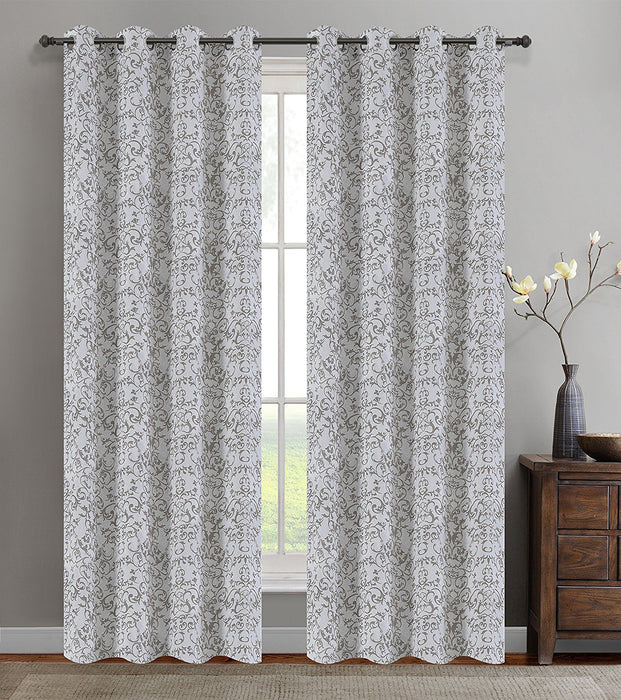 Jacquard Vine Drapery Curtain Panels with Grommets - 4 Colors