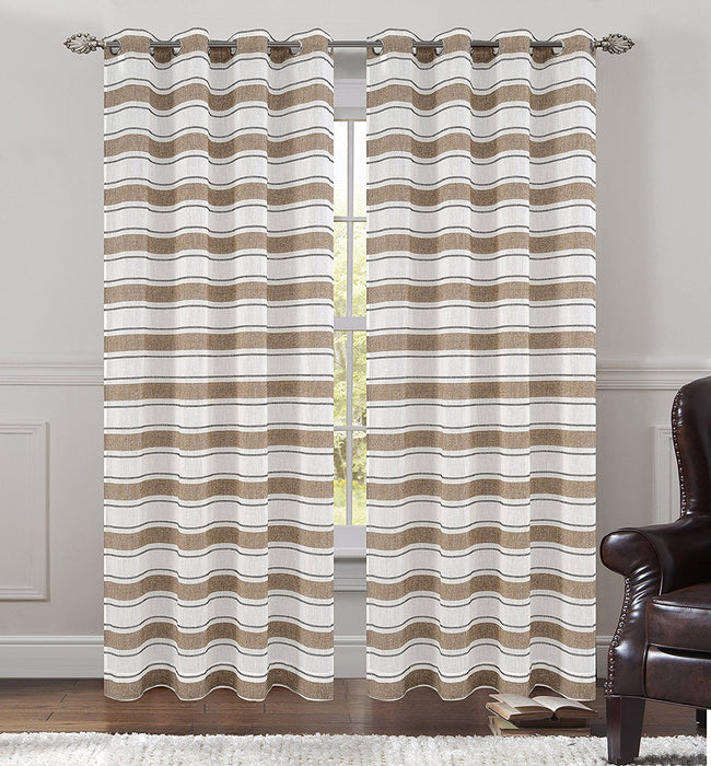 Deneuve Faux Linen Sheer Curtain Panels with Grommets - 4 Colors