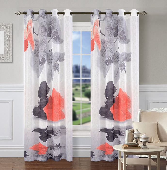 Tranquility Set of 2 Sheer Art Drapery Curtain Panels