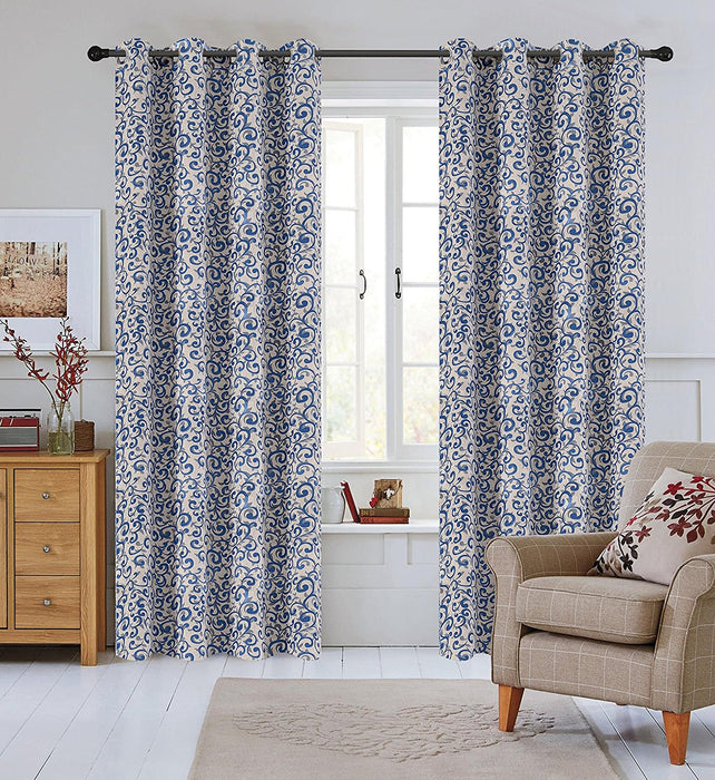 Jacquard Scroll Set of 2 Curtain Panels with Grommets - 4 Colors