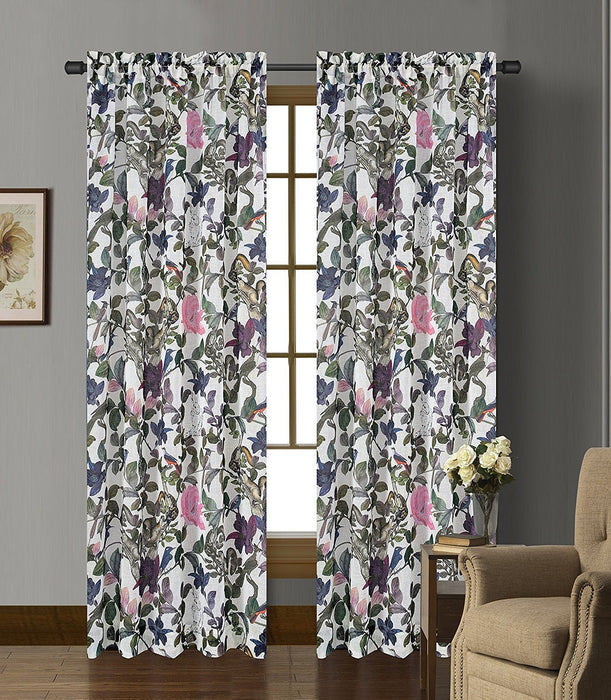 Woodland Set of 2 Faux Linen Sheer Curtain Panels