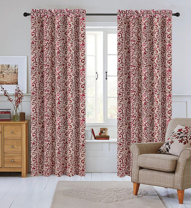 Set of 2 Jacquard Scroll Drapery Curtain Panel - 4 Colors