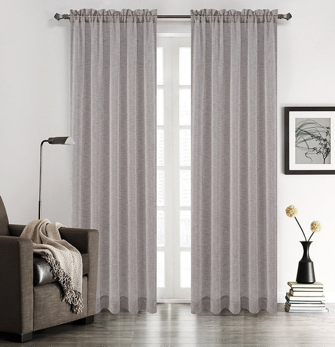 Chloe Set of 2 Faux Linen Sheer Drapery Curtain Panels - 5 Colors