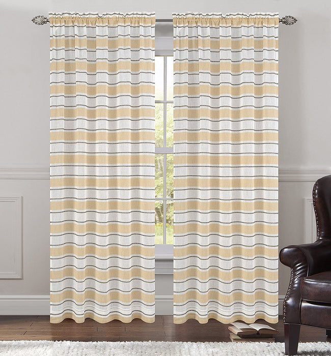 Deneuve Set of 2 Faux Linen Sheer Curtain Panels - 4 Colors