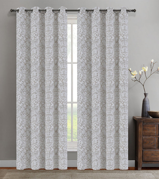 Jacquard Vine Drapery Curtain Panels with Grommets - 4 Colors