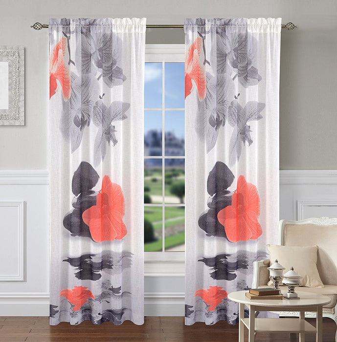 Tranquility Set of 2 Sheer Art Drapery Curtain Panels