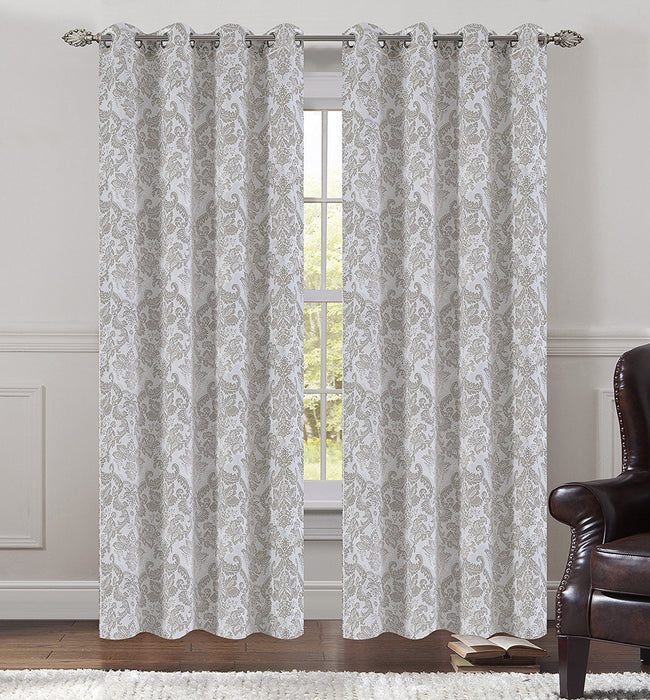 Jacquard Fern Set of 2 Curtain Panels with Grommets - 4 Colors