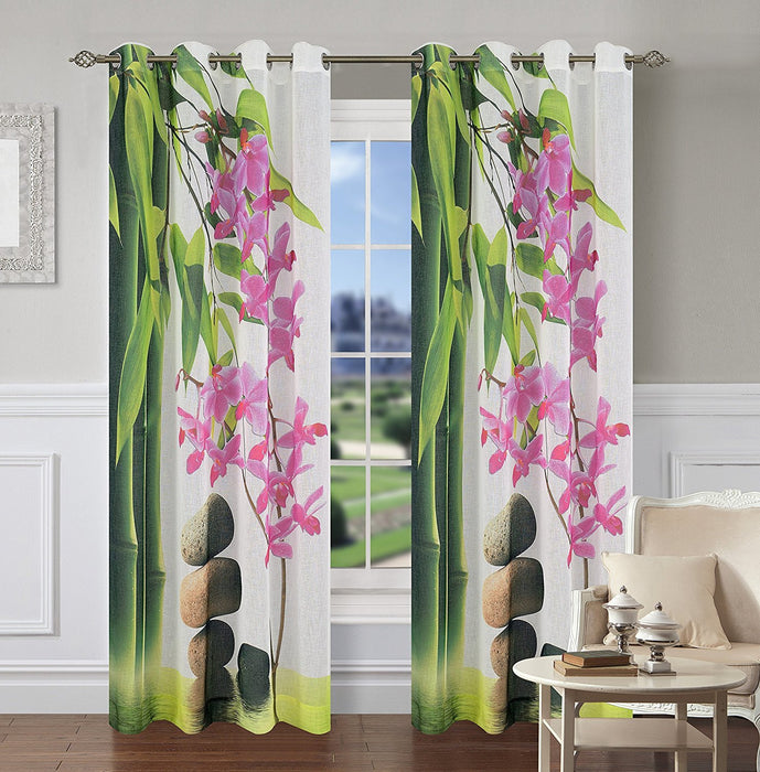 Zen Set of 2 Sheer Art Drapery Curtain Panels