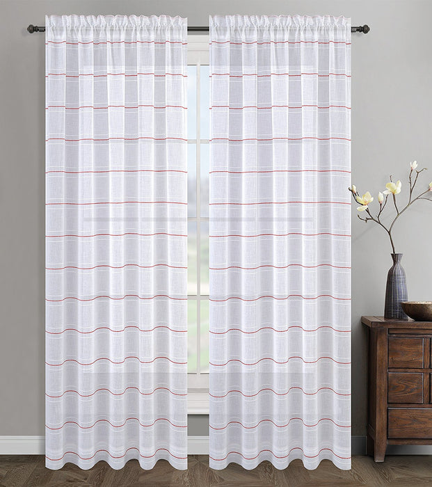 Set of 2 Chamon Sheer Curtain Drapery Panels - 5 Colors