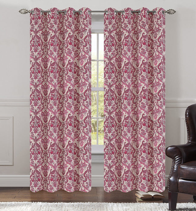 Jacquard Fern Set of 2 Curtain Panels with Grommets - 4 Colors