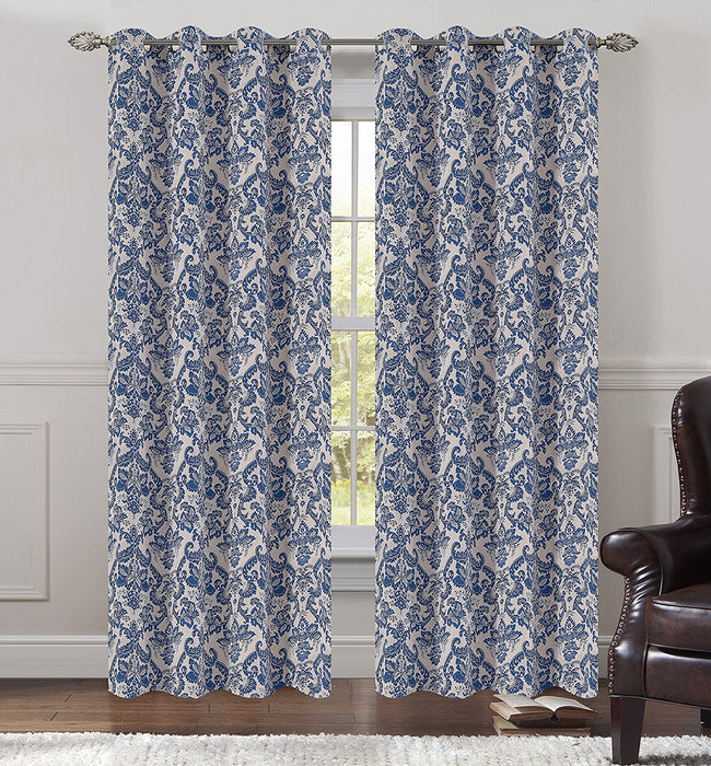 Jacquard Fern Set of 2 Curtain Panels with Grommets - 4 Colors