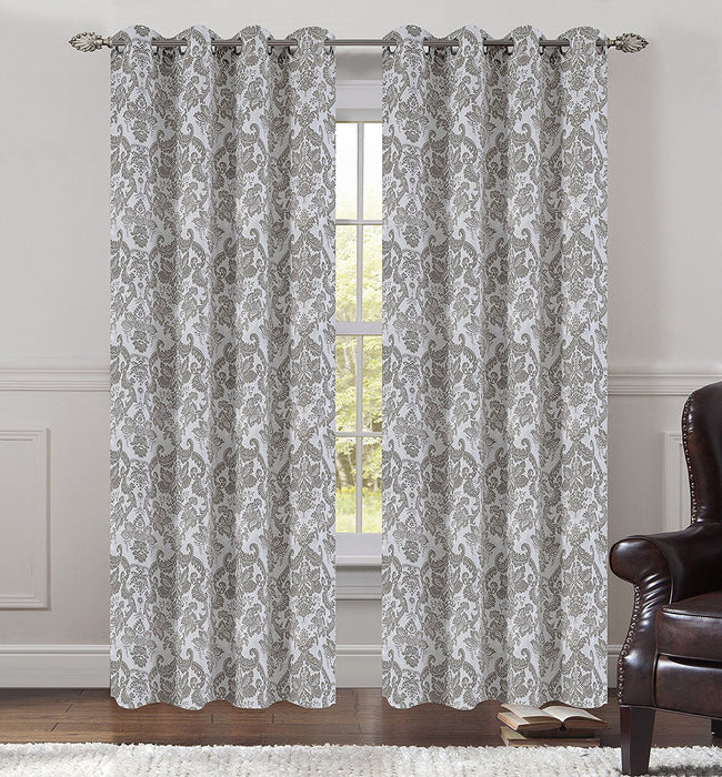 Jacquard Fern Set of 2 Curtain Panels with Grommets - 4 Colors