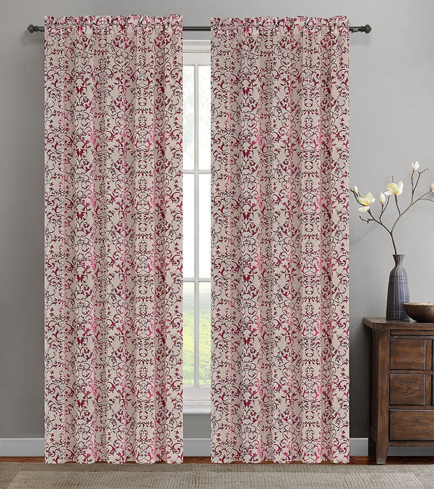 Set of 2 Jacquard Vine Drapery Curtain Panel - 4 Colors