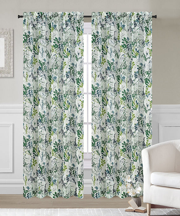 Set of 2 Fauna Faux Linen Sheer Curtain Panels