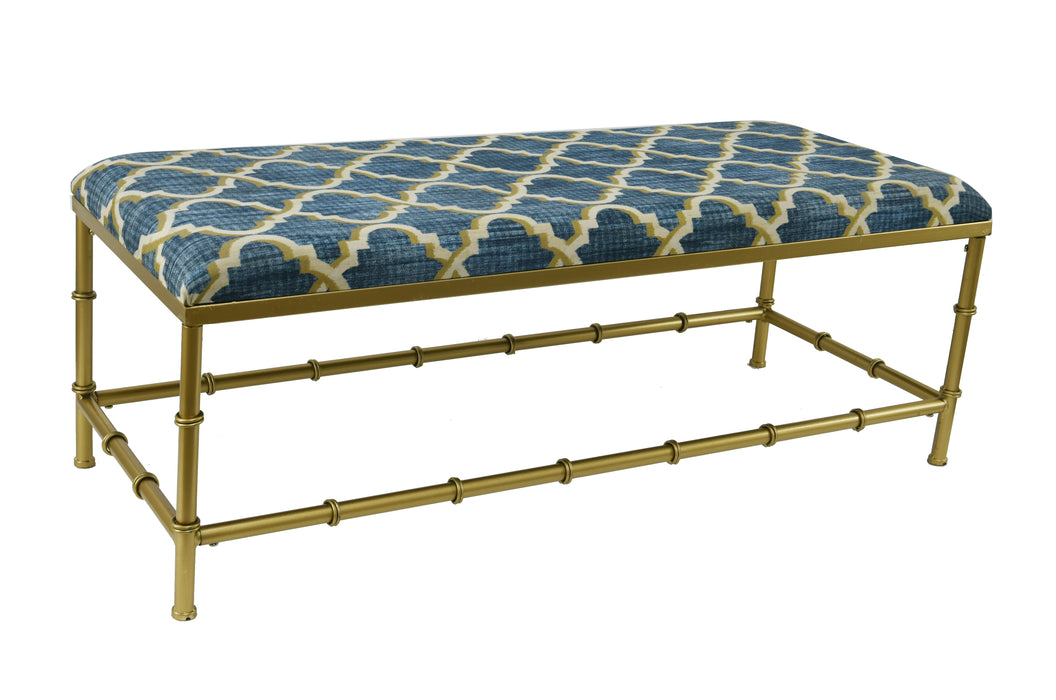 Bamboo Upholstered Metal Bench, 19 1/2-inch Tall