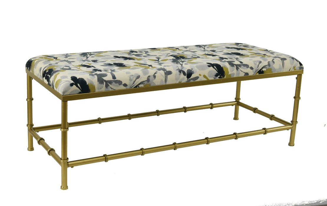 Bamboo Upholstered Metal Bench, 19 1/2-inch Tall