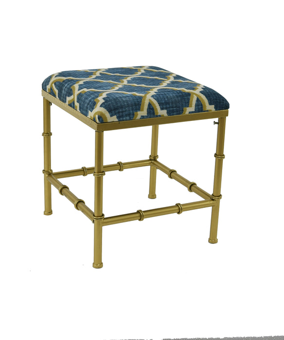 Bamboo Metal and Fabric Cushioned Ottoman, 21-inch Tall