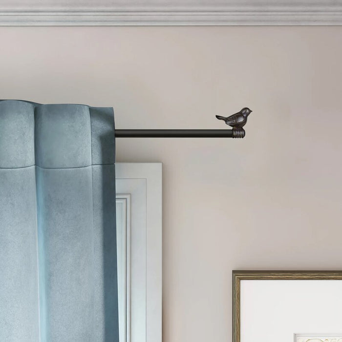 Designer Birds Window Curtain Drapery Rod Set