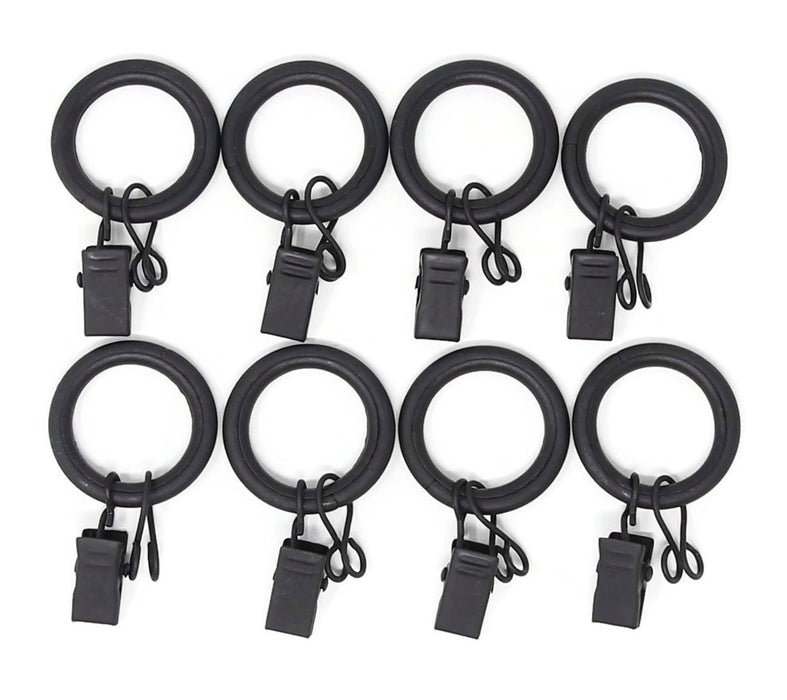 Urbanest 1-inch Metal Curtain Rings with Clips, Eyelets and Nylon Inserts Quiet Smooth (Set of 8), Fits up to 3/4 Inch Rod, Glossy White