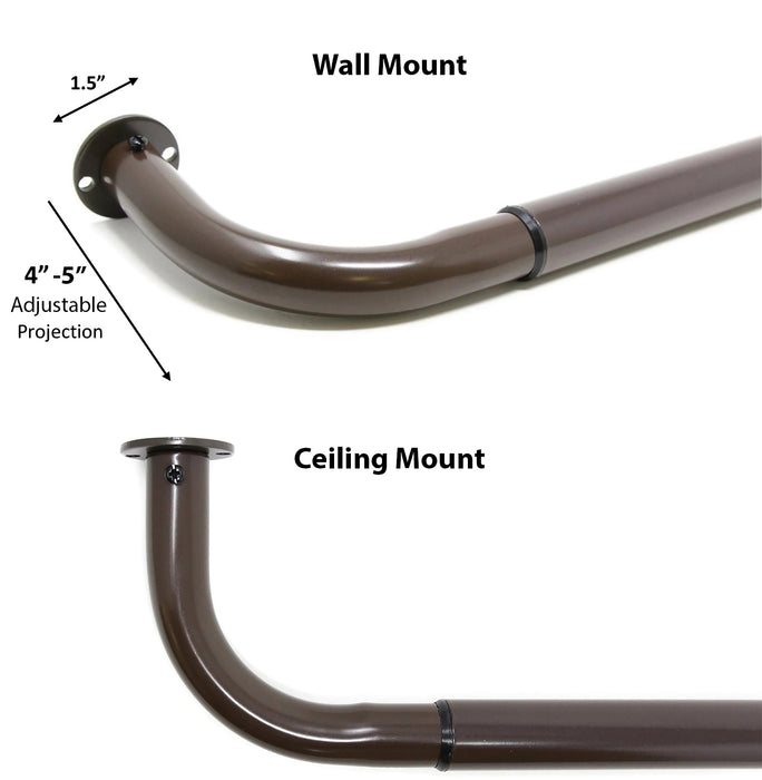 1-inch Diameter Adjustable Wraparound Curtain Rod Set
