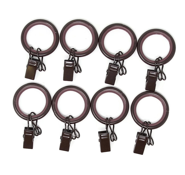 Urbanest 1-inch Metal Curtain Rings with Clips, Eyelets and Nylon Inserts Quiet Smooth (Set of 8), Fits up to 3/4 Inch Rod, Glossy White