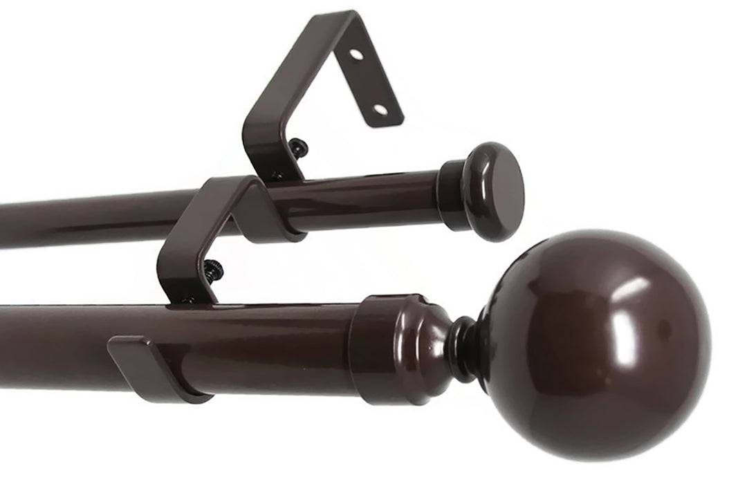 Urbanest Steel Ball Flat Button 1" 5/8" Double Drapery Curtain Window Rod Set