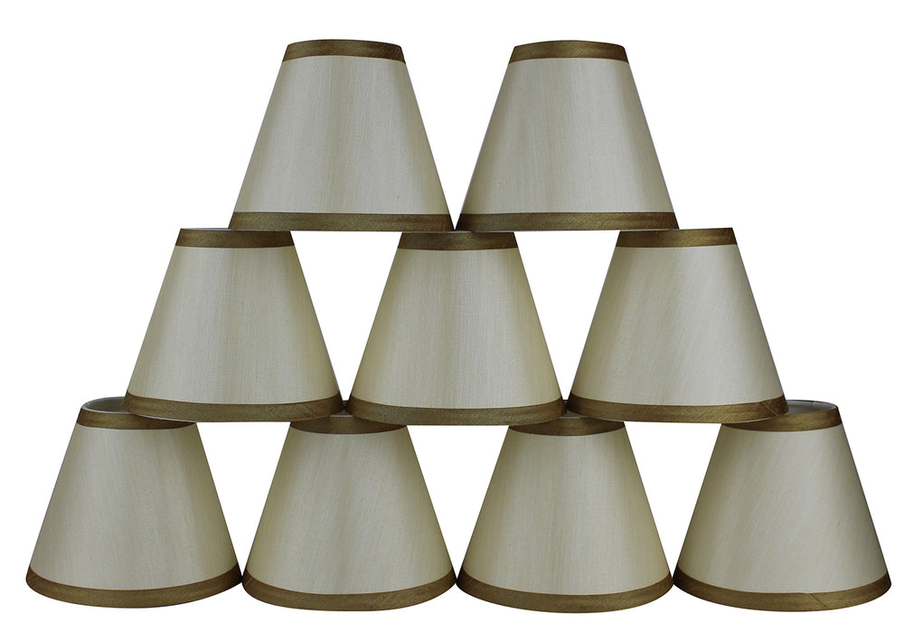 Silk 6-inch Chandelier Lamp Shade with Gold Trim - 5 Colors