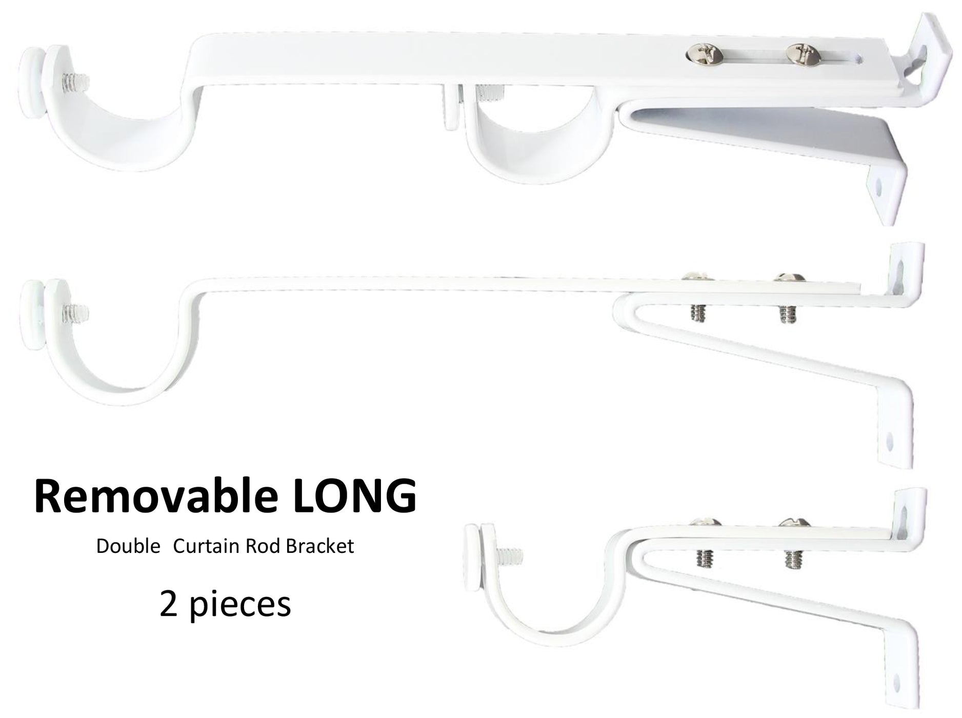 Adjustable Double Curtain Rod Bracket, up to 1 1/2inch Diameter Rods