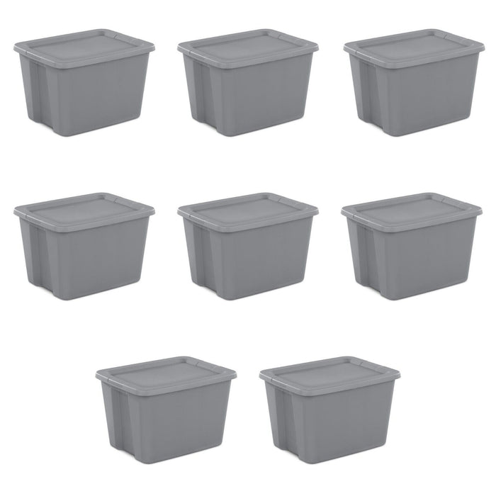 Set of 8 Plastic Storage Container Bins With Lids 18 Gallon Tote Box Titanium