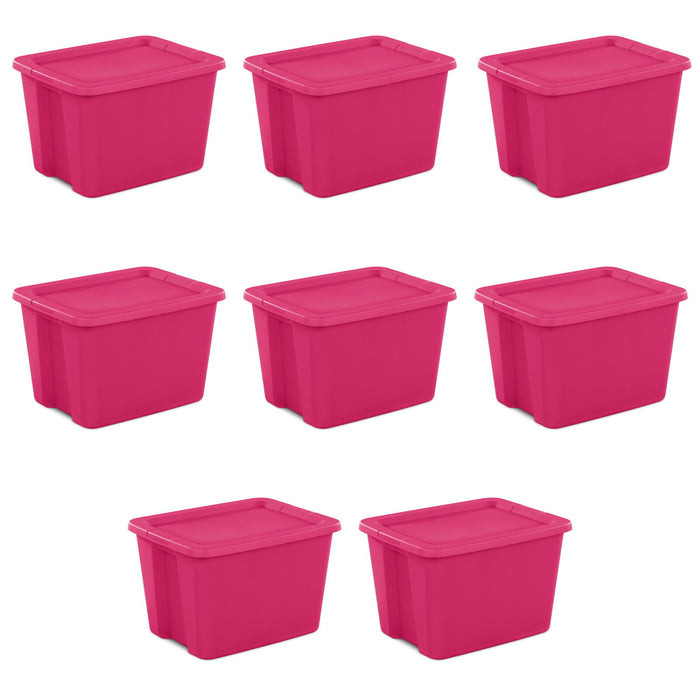 Set of 8 Plastic Storage Boxes, Sterilite 18 Gallon Tote Box Plastic